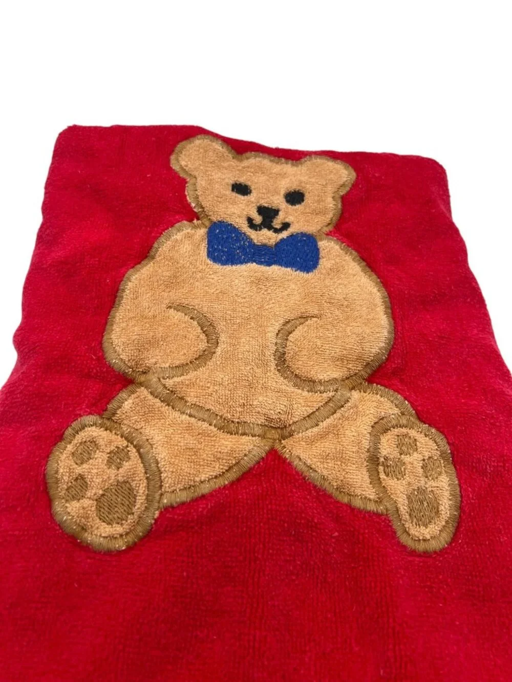 Teddy Bear Bath Towel Vintage Ames Red USA Made